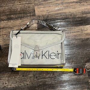 NWT Calvin Klein Metallic Silver Clear Shoulder Bag